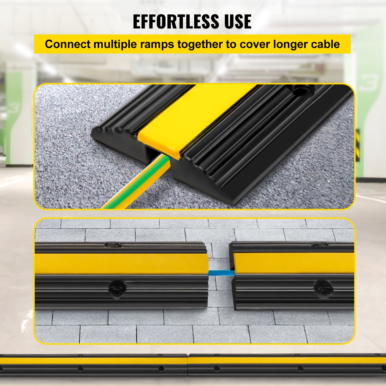 Heavy Duty 4 Pack Rubber Cable Protector Ramps For Driveways_voghion.com